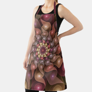 Surreal Shiny Flower Modern Abstract Fractal Art Apron
