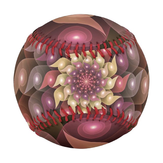 Surreal Shiny Flower Modern Abstract Fractal Art Baseball (Front)