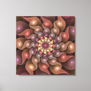 Surreal Shiny Flower Modern Abstract Fractal Art Canvas Print