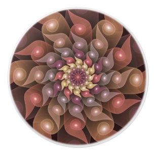 Surreal Shiny Flower Modern Abstract Fractal Art Ceramic Knob