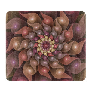 Surreal Shiny Flower Modern Abstract Fractal Art Cutting Board