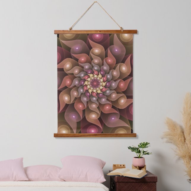 Surreal Shiny Flower Modern Abstract Fractal Art Hanging Tapestry (Bedroom)