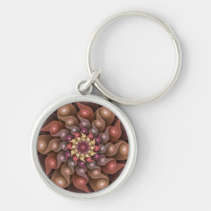 Surreal Shiny Flower Modern Abstract Fractal Art Keychain