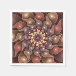 Surreal Shiny Flower Modern Abstract Fractal Art Napkin