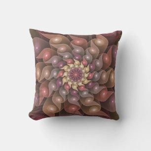 Surreal Shiny Flower Modern Abstract Fractal Art Outdoor Pillow