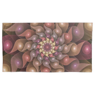 Surreal Shiny Flower Modern Abstract Fractal Art Pillowcase