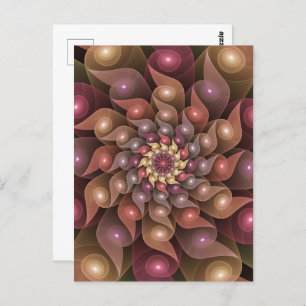 Surreal Shiny Flower Modern Abstract Fractal Art Postcard