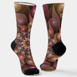 Surreal Shiny Flower Modern Abstract Fractal Art Socks