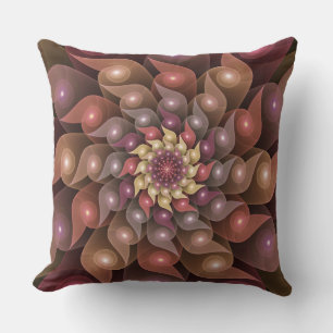 Surreal Shiny Flower Modern Abstract Fractal Art Throw Pillow