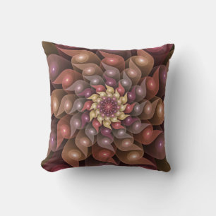 Surreal Shiny Flower Modern Abstract Fractal Art Throw Pillow
