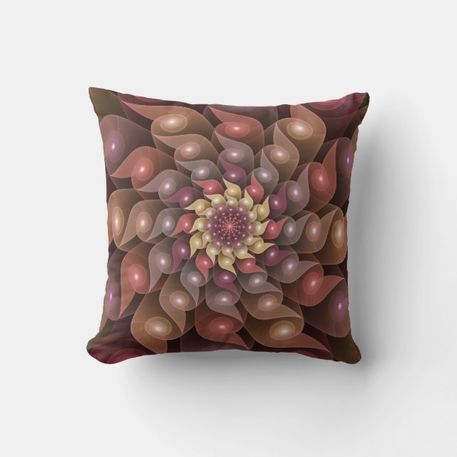 Surreal Shiny Flower Modern Abstract Fractal Art Throw Pillow (Front)