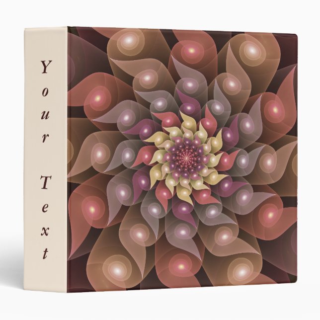 Surreal Shiny Flower Modern Abstract Fractal Text Binder (Front/Spine)