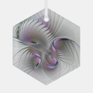 Surreal Shy Beauty Modern Abstract Fractal Art Glass Ornament