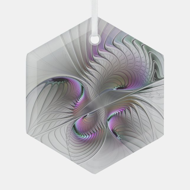 Surreal Shy Beauty Modern Abstract Fractal Art Glass Ornament (Front)