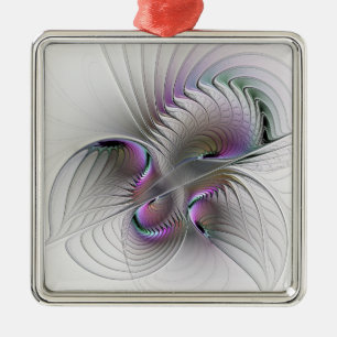 Surreal Shy Beauty Modern Abstract Fractal Art Metal Ornament