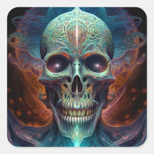 Surreal Skull Gothic Horror Art Square Sticker
