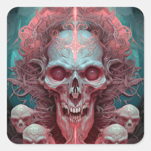 Surreal Skull Gothic Horror Art Square Sticker