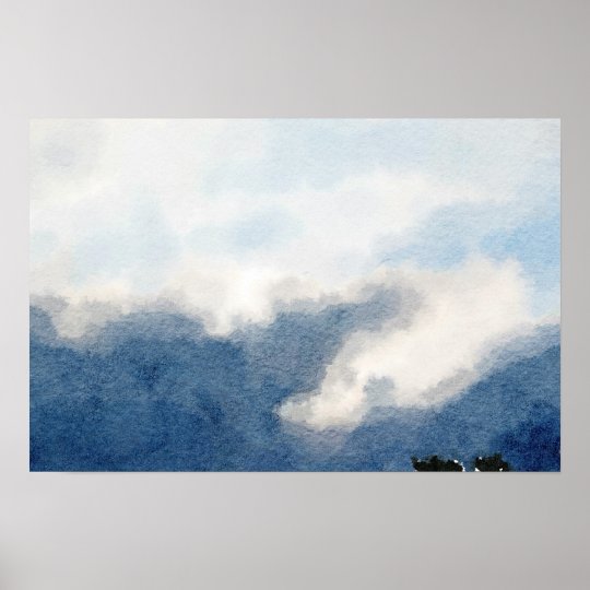 Surreal Sky And Clouds Watercolor Painting Poster Zazzle Ca
