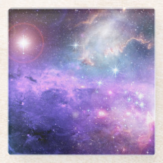 Surreal space background, starry sky. glass coaster