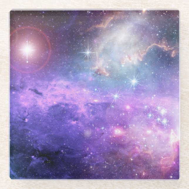 Surreal space background, starry sky. glass coaster (Front)