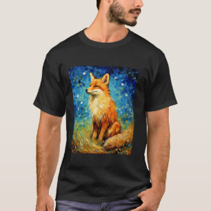 Surreal Starry Night Aesthetic Fox T Shirt