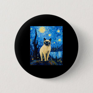 Surreal Starry Night Siamese Cat 2 Inch Round Button