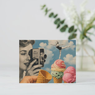 Surreal Summertime Collage Icecream Scoops Postcard