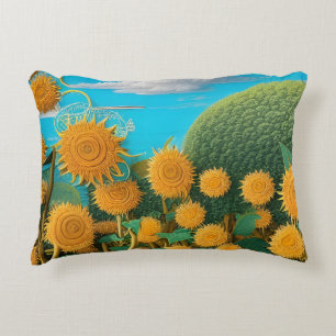 Surreal Sunflowers of Yarn Accent Pillow