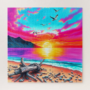 Surreal Sunset Beach Jigsaw Puzzle