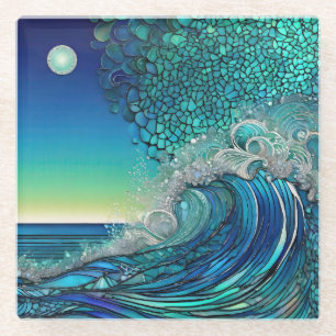 Surreal Surf Seascape Glass Coaster