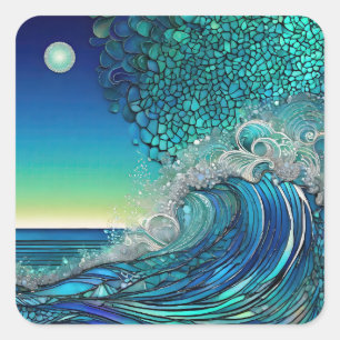 Surreal Surf Seascape Square Sticker