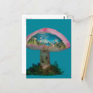 Surreal Swimming Pool in a Mushroom Postcard