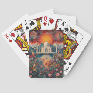 Surreal Taj Mahal Dreamscape Vibrant India  Playing Cards