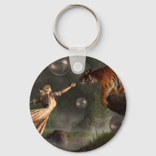 Surreal Tiger Bubble Waterdancer Dream Keychain