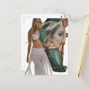 Surreal Time for Fashion Lady Collage Postcard