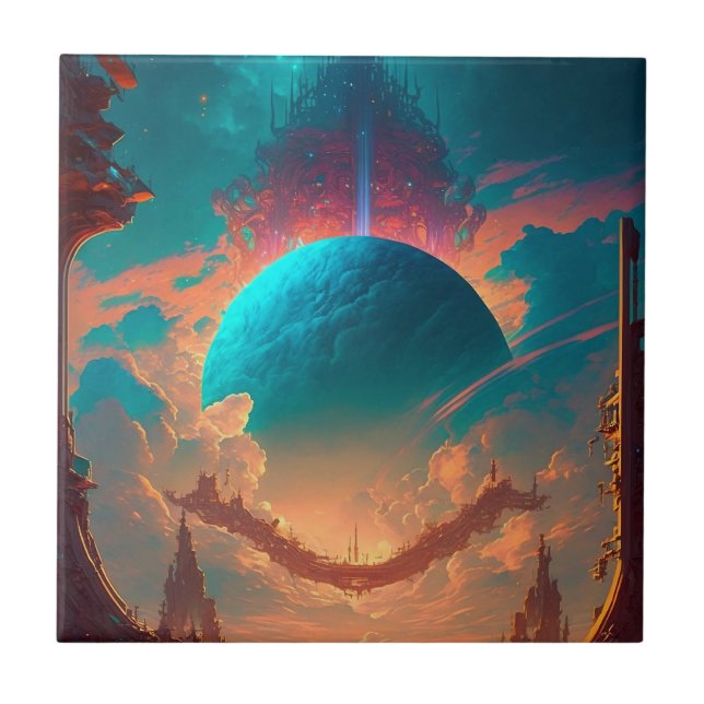 Surreal Towers Planet Visionary Landscape Tile (Front)
