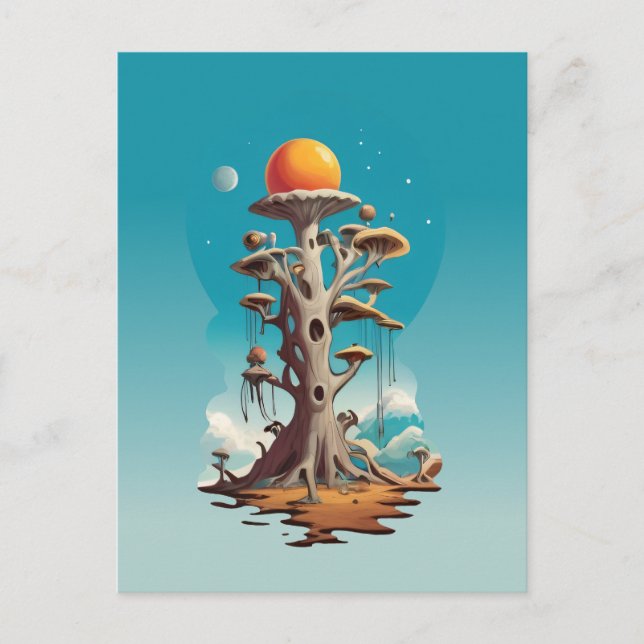 Surreal Tree in Fantasy Biome Postcard (Front)