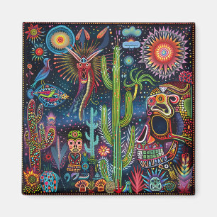 Surreal Trippy Whimsical Psychedelic Flowers Magnet