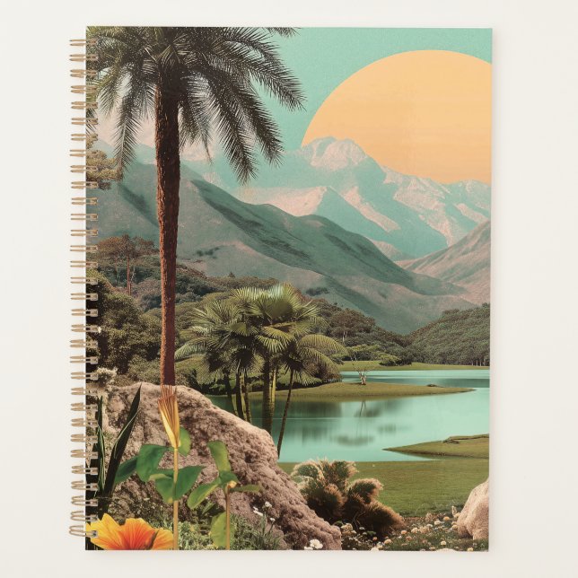 Surreal Tropical Lake With Palm Trees Planner (Front)