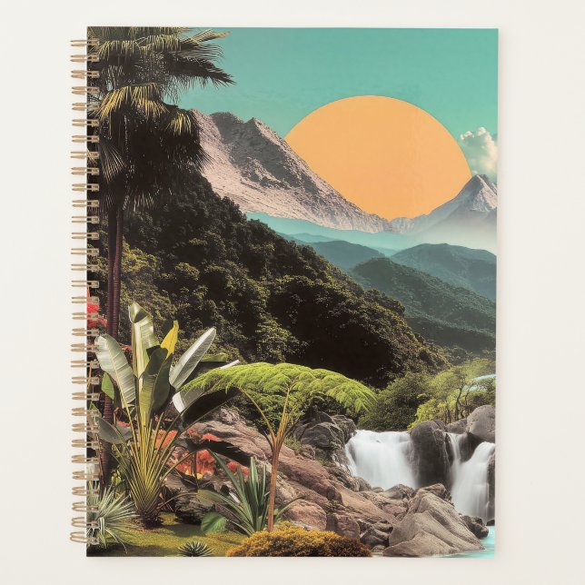 Surreal Tropical Valley With Waterfalls Planner (Front)