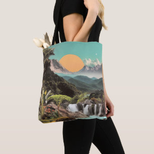 Surreal Tropical Valley With Waterfalls Tote Bag