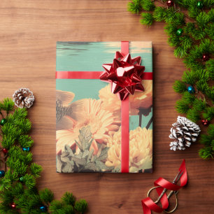 Surreal Underwater Portrait With Coral Flowers Wrapping Paper