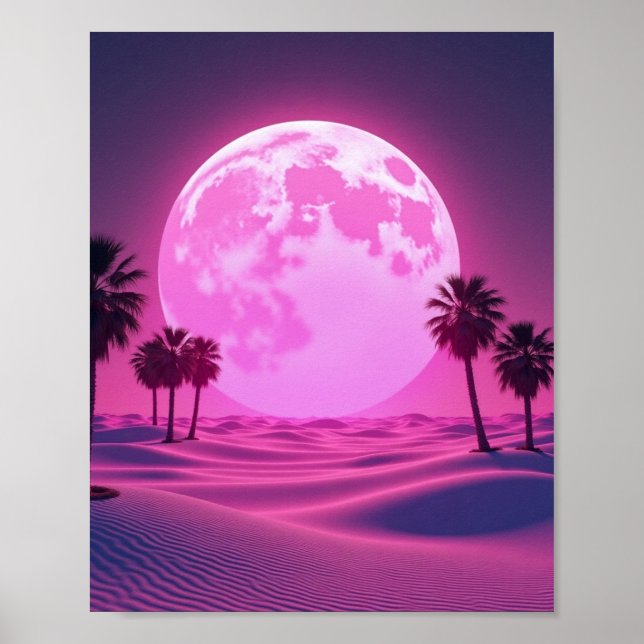  Surreal Vaporwave Desert Scene Poster (Front)