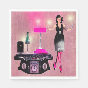 Surreal Vintage Art Deco Party Lady Napkin