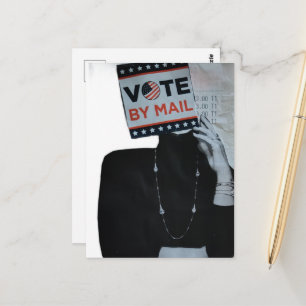 Surreal Vote By Mail Woman Mixed Media Collage Postcard