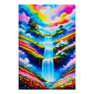Surreal Waterfall Fantasy Art Poster