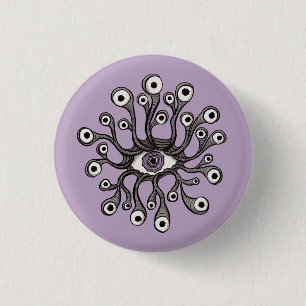 Surreal Weirdcore Eye Tentacle Artwork - Purple 1 Inch Round Button