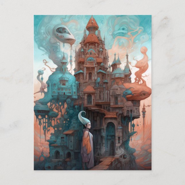 Surreal Whimsical Fairytale House Fantasy Art Postcard (Front)