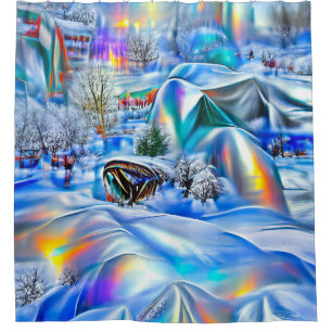 Surreal Winter Wonderland with Iridescent Lights