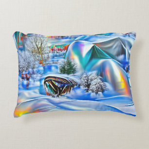Surreal Winter Wonderland with Iridescent Lights Accent Pillow